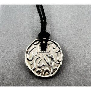 SeidenGang Sterling Silver Pendant Necklace Love Health Happiness Black Leather